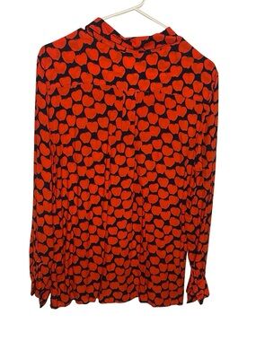 GAP Red Apple-Print Long Sleeve Blouse Medium